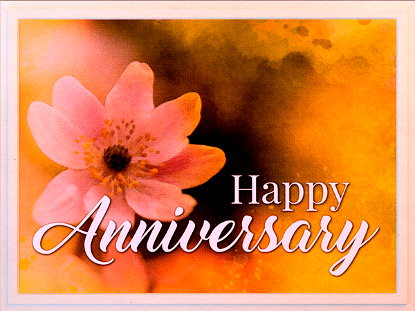 anniversary ecard with watercolor painting of apple blossom