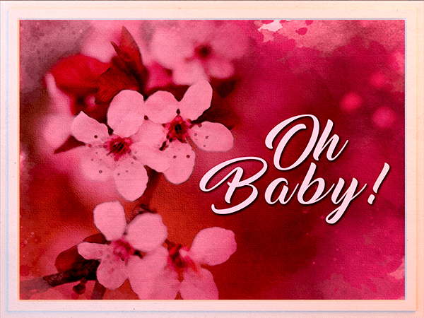 new baby ecard with watercolor illustration of cherry blossom