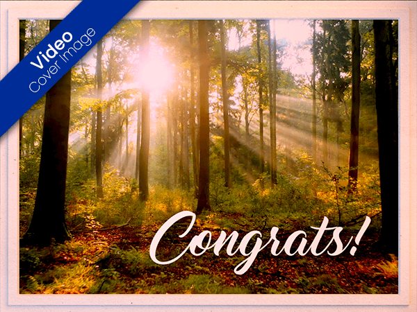 congratulations ecard with video of light streaming through trees