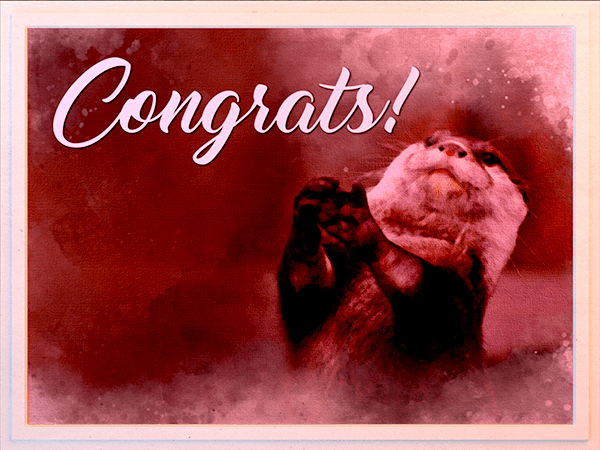 congratulations ecard with watercolor illustration of otter