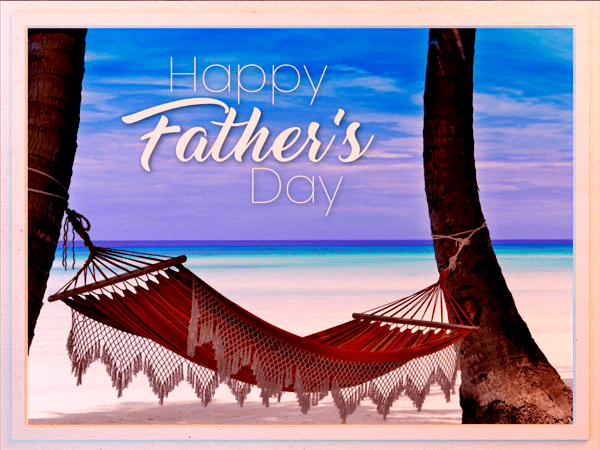 fathers day ecard with photo of beachside hammock