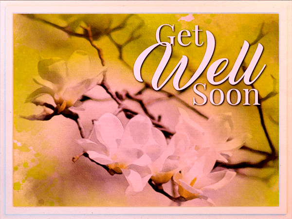 get well ecard with watercolor illustration of pear blossom