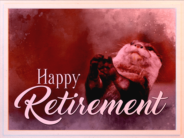 retirement ecard with watercolor illustration of otter clapping