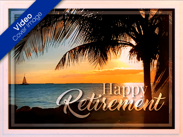 retirement ecard with video of palm tree and ocean view