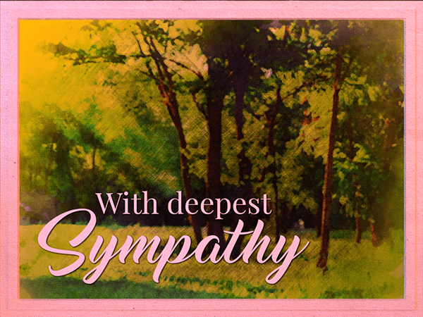 sympathy ecard with watercolor illustration of serene glade