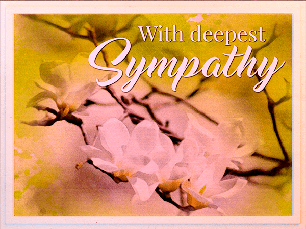 sympathy ecard with watercolor illustration of pear blossom