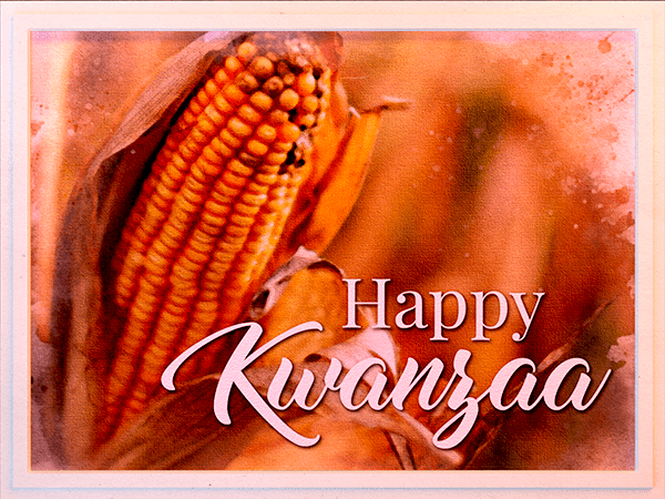 kwanzaa ecard with watercolor illustration of corn stalk