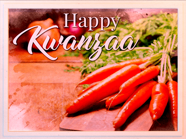 kwanzaa ecard with watercolor illustration of vegetables on table